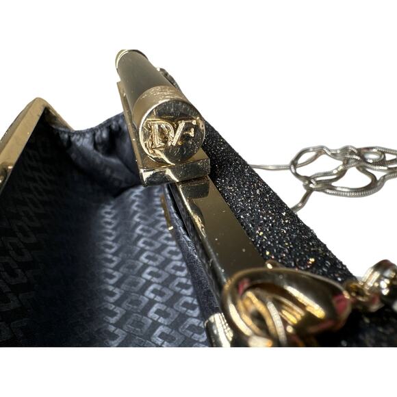 DVF Diane Von Furstenberg black clutch/crossbody sparkling - Picture 7 of 10
